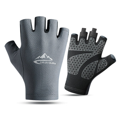 Ice Silk Fingerless Fishing Gloves – Non-Slip & Breathable